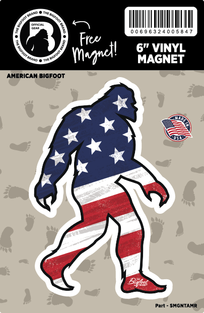 Patriotic American Bigfoot Magnet