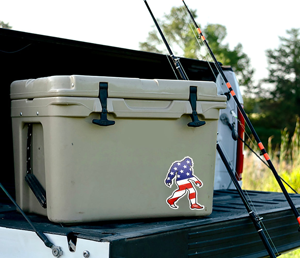 Patriotic American Bigfoot Sticker