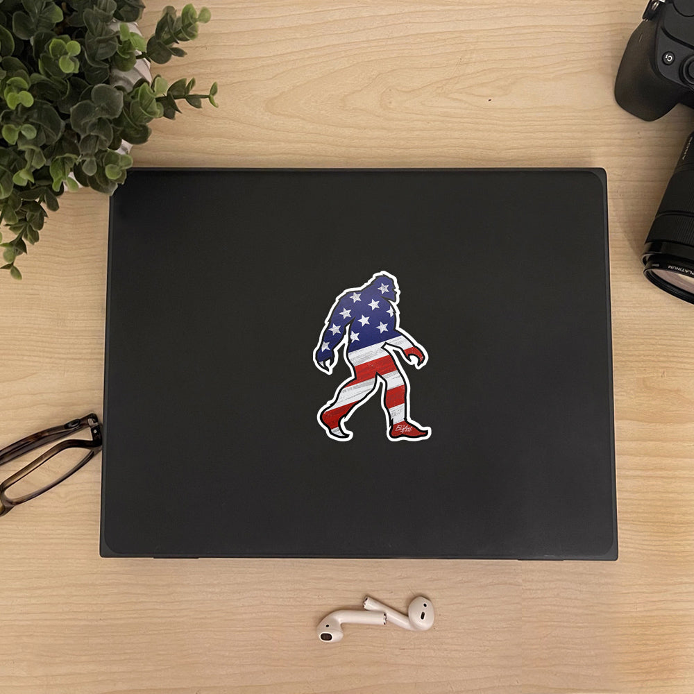 Patriotic American Bigfoot Sticker