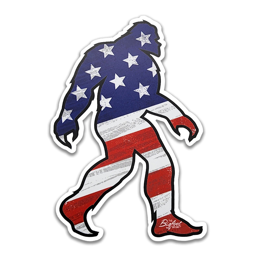 Patriotic American Bigfoot Sticker