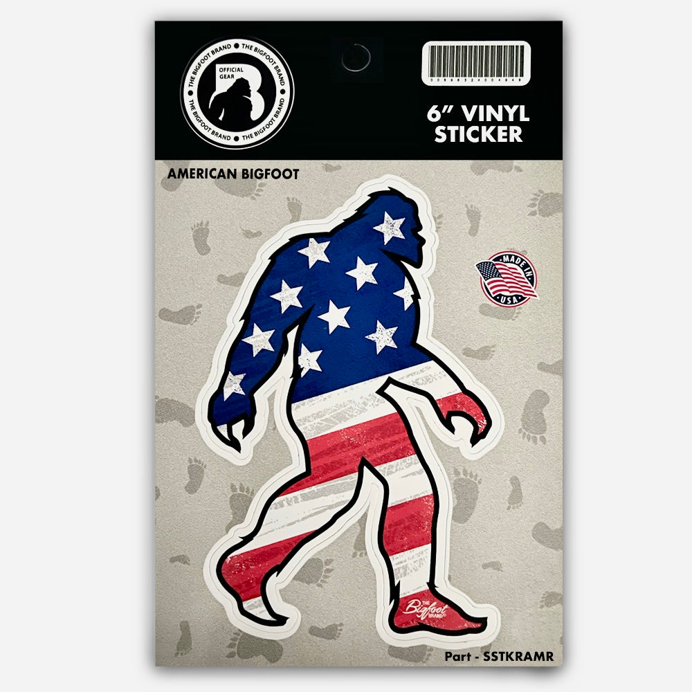 Patriotic American Bigfoot Sticker