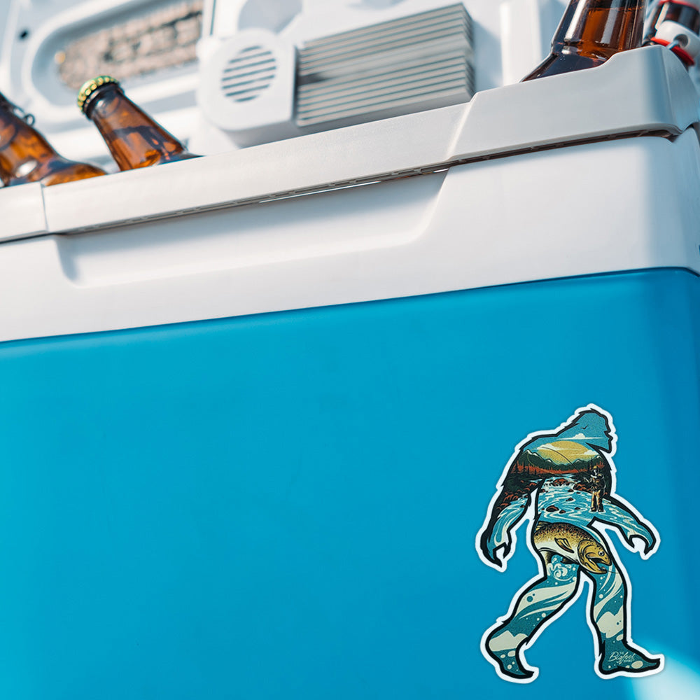 Mountain Trout Fishing Bigfoot Sticker