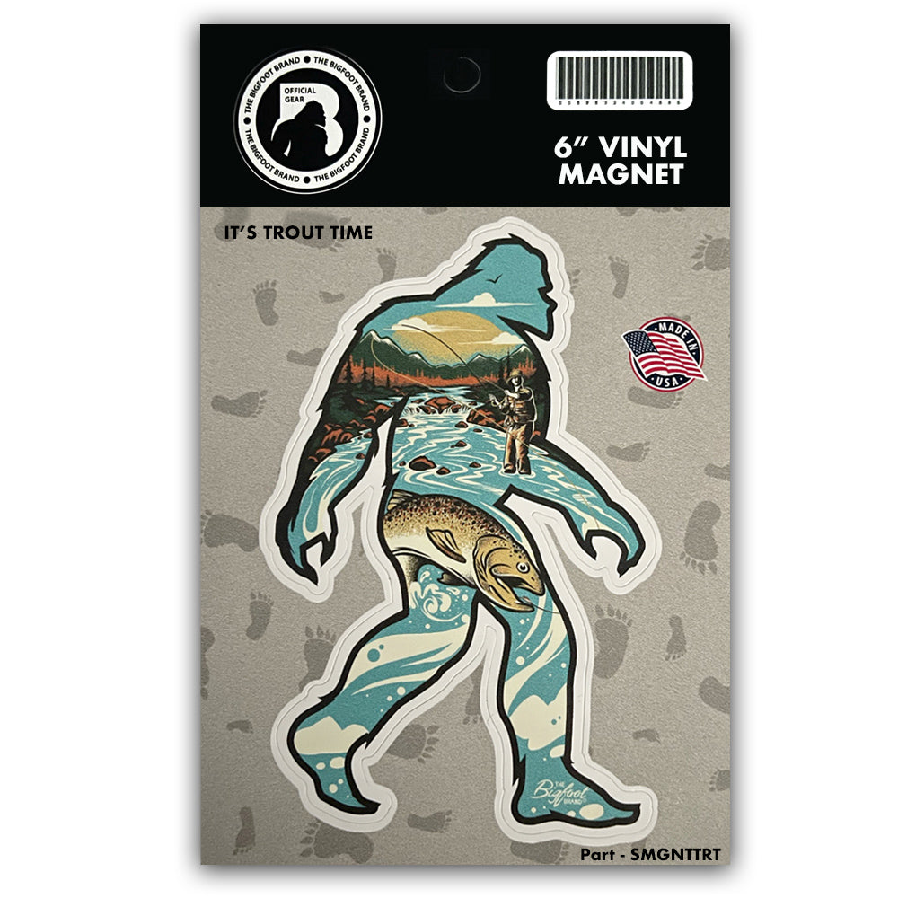 Mountain Trout Fishing Bigfoot Magnet