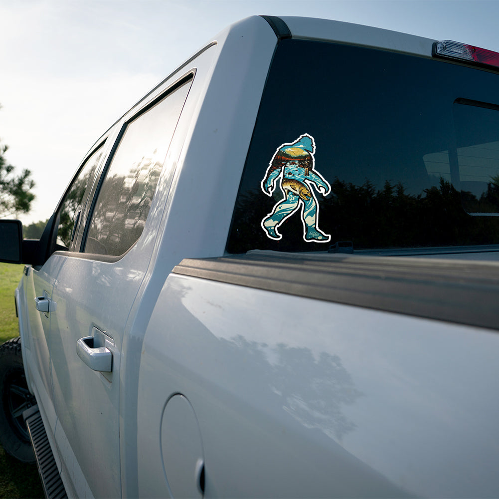 Mountain Trout Fishing Bigfoot Sticker