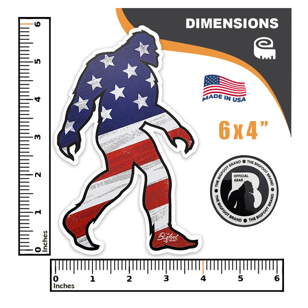 Patriotic American Bigfoot Sticker